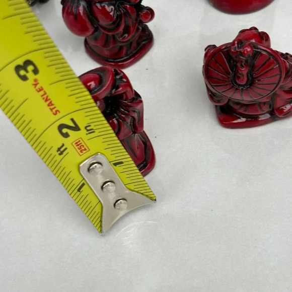 Chinese Asian Figurine Statue Set of 10 Resin Buddha Black Red Size 2"x2" - Picture 2 of 11